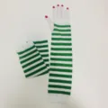 Guantes largos de rayas verdes y blancas calentadores de brazos para fiesta de Halloween - Verde oscuro y blanco