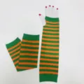 Halloween Navidad rayas verde naranja largos calentadores de brazos guantes disfraz - Naranja + Verde