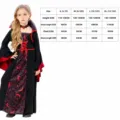 Kids Halloween vampire cosplay costume dress set with necklace, size S-XL for girls party. - Red and Black (Witch 005)