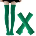 Calcetines altos verdes de mujer, medias lisas sobre la rodilla para fiesta de San Patricio. - Talla única / Verde Calcetines Encima de la Rodilla y Mangas Conjunto