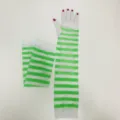 Guantes de brazo largos a rayas verde y blanco para fiesta de disfraces Halloween. - Verde Claro y Blanco