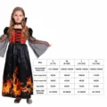 Kids Halloween witch vampire costume cosplay dress set with necklace for girls party performance - Red and Black (Witch 007)