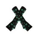 St. Patrick Giorno verde trifoglio nero maniche lunghe festa trifoglio calze manicotti - Maniche Foglia Verde Nera