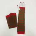 Cómodos navidad guantes largos a rayas rojo verde sin dedos para fiesta disfraces moda - Rojo y Verde