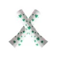 Calze lunghe bianche con stampa trifoglio verde St Patricks Day calze al ginocchio - Maniche Foglia Verde Bianca