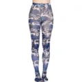 Weihnachten Elch Blumen bedruckte Strumpfhose fur Damen blaue erwachsene Mode Strumpfe. - Einheitsgröße / Stil 22