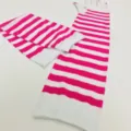 Guantes largos de rayas rosa y blanco mangas de fiesta disfraz calentadores de brazos - Rosa + Blanco