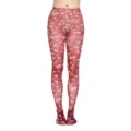 Weihnachtliche Damen Strumpfhose mit Rentier und Schneeflocken Print rote Feiertags Strümpfe - Einheitsgröße / Stil 24