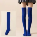 Calcetines largos de color sólido sobre la rodilla para mujer, medias azules de moda. - Talla única / Medias Largas Azul Real