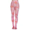Rosa Weihnachten bedruckte Strumpfhose für Damen festliche Feiertag Strümpfe Elastisch - Einheitsgröße / Stil 34