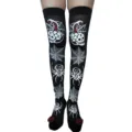 Halloween gótico calavera telaraña estampado calcetines altos rodilla disfraz - Calcetines Serpiente Araña Red