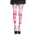 Vista detallada de los calcetines altos de Halloween con estampados de sangre roja. - Talla única / Calcetines Sangrientos 1#