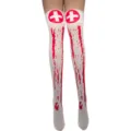 Calcetines altos de cosplay de enfermera de Halloween con salpicaduras de sangre. - Talla única / Calcetín de Sangre Cruz
