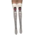 Halloween skull print over-the-knee long socks gothic party cosplay costume hosiery - One Size / White Skull Wishbone