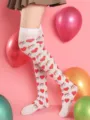Valentine's day heart print over-the-knee long socks sweet dating stockings party hosiery - One Size / Mustache and Heart Stockings