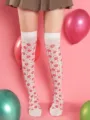 Valentine's Day over-the-knee stockings red lips love heart printed long socks party hosiery - One Size / Lips and Hearts