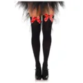 Black thigh high stockings with red bows, perfect for Halloween, Christmas, and cosplay costumes. - One Size / Black Sock Red Bow