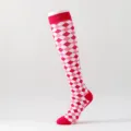 Women knee high argyle socks preppy style long knit stockings autumn winter fashion - S/M / Red