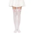Medias blancas por encima de la rodilla con detalles de flores rosas, estilo dulce. - Talla única / Calcetines blancos con flores rosas