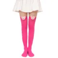 Calcetines altos rosas sobre la rodilla con bonitos adornos de ositos de peluche dulces. - Talla única / Calcetines rojo rosa con oso rosa