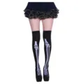 Black skeleton over-the-knee socks for women, perfect for Halloween party cosplay. - One Size / Black Large Skeleton Two