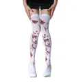 Halloween bloody over-the-knee stockings with realistic red splash print for cosplay party. - One Size / Dark Red Bloody Socks H3#