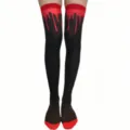Halloween scary blood print over-the-knee socks, black and red cosplay costume thigh highs. - One Size / Blood Sock 7#