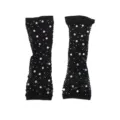 Black mesh rhinestone fishnet half-finger gloves for disco and Halloween parties - One Size / Black