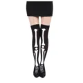 Halloween skeleton over-the-knee high socks black gothic thigh high stockings for women party. - One Size / Black Small Skeleton One