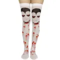 Halloween vampire thigh high stockings white blood print over knee party costume socks - One Size / White Vampire Blood Sock