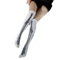 Halloween skeleton print over-the-knee stockings white funny cosplay party long socks - One Size / White Large Skeleton