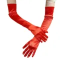 Guanti lunghi in satin rosso da donna, eleganti guanti da sera per matrimoni e feste. - Rosso