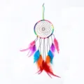 Attrape-reves colore mural suspendu avec plumes et perles pour decoration d'interieur - Coloré / Coloré