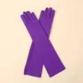 Longues gants extensibles en soie de lait violette pour soiree de fete et beau costume. - Taille unique / Violet