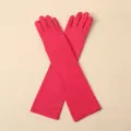 Longs gants de fete extensibles rose vif, accessoires derobe de soiree en soie de lait. - Taille unique / Rose rouge