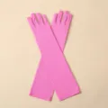 Gants longs extensibles roses pour soirées, accessoire de costume uni et élégant. - Taille unique / Rose