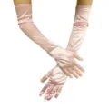 Elegante lange rosafarbene Satinhandschuhe für Damen, ideal für Hochzeiten, Abendfeiern und Bälle. - Rosa