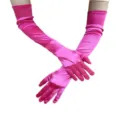Lange rosa Satin Abendhandschuhe, glänzende Opernhandschuhe für Party und Hochzeiten. - Fuchsia