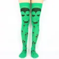 Halloween Vampiro Sangre Estampado Muslo Altas Medias Verdes Sobre La Rodilla Socks - Calcetines Sangre de Vampiro Verdes