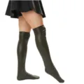 Faux leather over-the-knee socks, dark green gloss stockings, elastic tall boot socks for women - One Size / Green