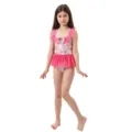 Colorful mermaid swimsuit for girls with ruffles and scales print, perfect for party and swim. - S / Pink