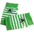 Guantes sin dedos de rayas verde y blanco de San Patricio calentadores de brazos - Guantes Cortos a Rayas de Trébol Verde y Blanco