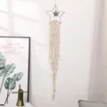 Handmade macrame star wall hanging detail, white cotton rope woven decor for children room. - Star / 20x105cm