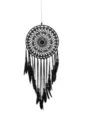 Black dreamcatcher wall hanging decoration bohemian style wind chime with feathers and beads - Black