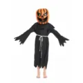 Enfant Halloween Costume Cosplay Tête de Citrouille Épouvantail Effrayant Robe de Fête - S / Vêtements Noirs + Masque