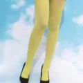 Leuchtende neongelbe Strumpfhose für Damen, blickdichte elastische Tights mit Absatzschuhen. - Einheitsgröße / Neon Gelbe Strumpfhose