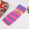 Nouvelles chaussettes longues rayées, chaussettes hautes violettes et roses, mode d'hiver. - Taille unique / Rayé large violet et rose