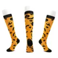 Calcetines largos Halloween naranja y negro con patrones calabaza murciélago fiesta top - S/M / Estilo 1