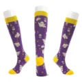 Calcetines deportivos largos y divertidos de Halloween con motivos de fantasmas, diseño morado. - S/M / Estilo 2