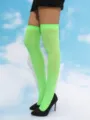 Neongrüne Overknee Strümpfe für Damen, modische Oberschenkelstrümpfe für Alltag und Party Outfits. - Einheitsgröße / Fluoreszierendes Grün lang
